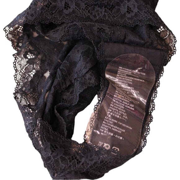 NWT H&M Lace Bodysuit Small Navy Blue Lace Sheer Adjustable Straps T85 - Picture 7 of 8